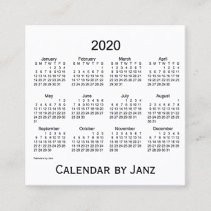 2020ホワイトカレンダー（Janz Square名刺） スクエア名刺