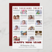 2020モダン年カレンダフォトコラージュ新年 シーズンカード (正面/裏面)