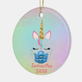2020ユニコーンパーソナライズされた顔マスクレインボー セラミックオーナメント (左)
