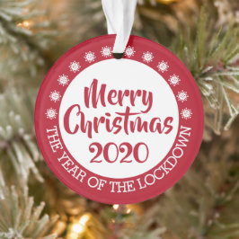 2020ロックダウンcovidパンデミックのクリスマスレッドホワイト オーナメント