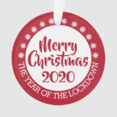 2020ロックダウンcovidパンデミックのクリスマスレッドホワイト オーナメント (正面)
