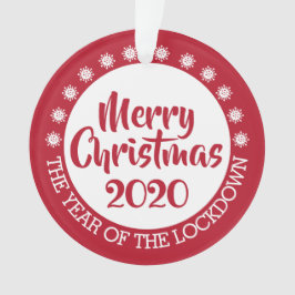 2020ロックダウンcovidパンデミックのクリスマスレッドホワイト オーナメント