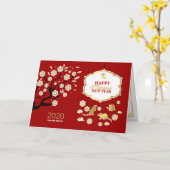 2020中国の年新年おめでとう カード (黄色い花)