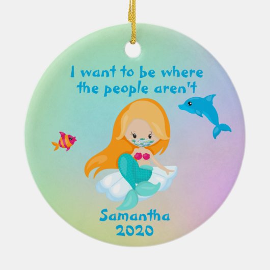 2020人魚の顔マスク人々ではない セラミックオーナメント (裏面)