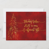 2020俳句ホリデーおもしろいカード | レッドゴールドフォイルツリー シーズンカード (正面)