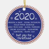 2020吸が、クリスマスレッドブルーはYay セラミックオーナメント (正面)