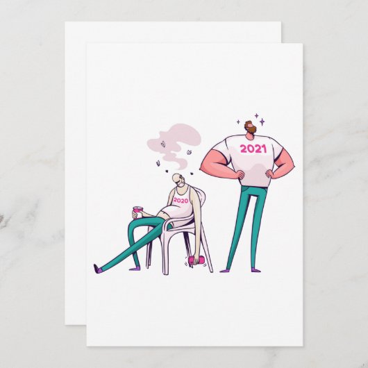 2020対2021 おもしろい 招待状 (正面/裏面)