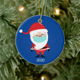 2020年おもしろいのクリスマスにフェイセマスクを着たサンタクロース セラミックオーナメント