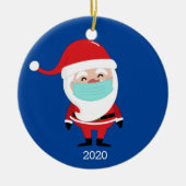 2020年おもしろいのクリスマスにフェイセマスクを着たサンタクロース セラミックオーナメント (正面)