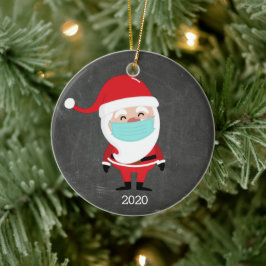 2020年おもしろいのクリスマスにフェイセマスクを着たサンタクロース セラミックオーナメント