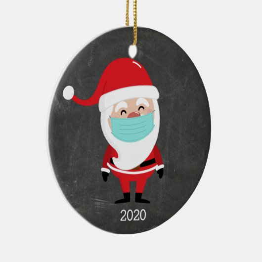 2020年おもしろいのクリスマスにフェイセマスクを着たサンタクロース セラミックオーナメント (右)