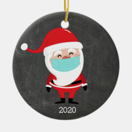 2020年おもしろいのクリスマスにフェイセマスクを着たサンタクロース セラミックオーナメント