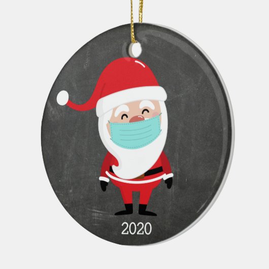 2020年おもしろいのクリスマスにフェイセマスクを着たサンタクロース セラミックオーナメント (左)