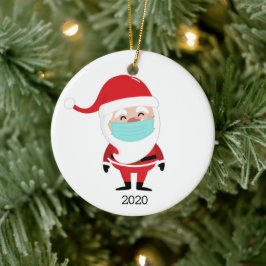2020年おもしろいのクリスマスにフェイセマスクを着たサンタクロース セラミックオーナメント