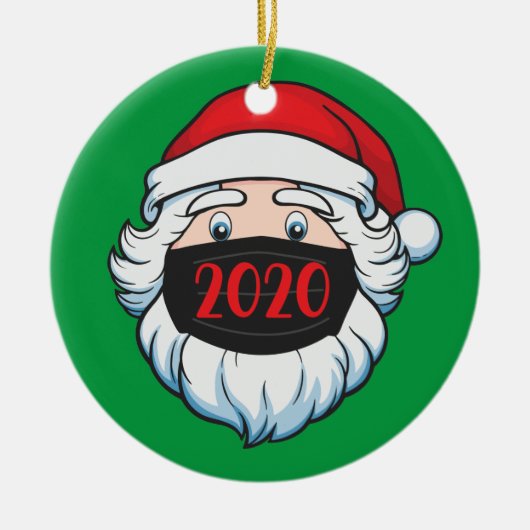 2020年おもしろいのクリスマスにフェイセマスクを着たサンタクロース セラミックオーナメント (正面)