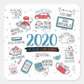 2020年おもしろい検疫の記念 スクエアシール (正面)