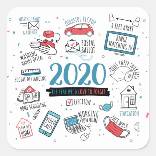 2020年おもしろい検疫の記念 スクエアシール (正面)