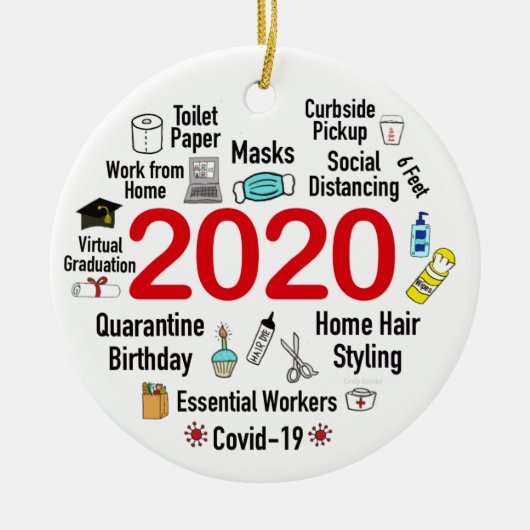 2020年おもしろいCovid Quarantine Christmas記念クリスマス セラミックオーナメント (正面)