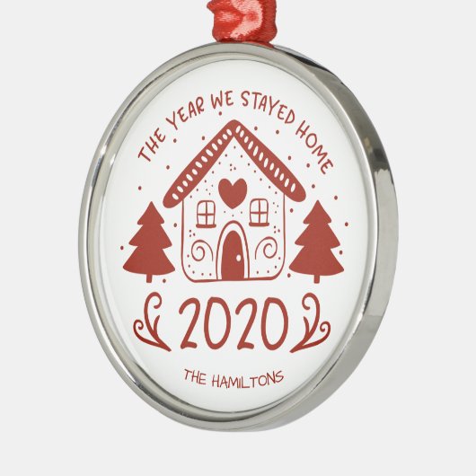 2020年かわいいコビデ家に泊まった年 メタルオーナメント (左)