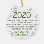 2020年だ吸が、クリスマスは休み セラミックオーナメント (正面)