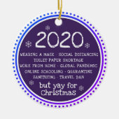 2020年だ吸が、クリスマスは休み セラミックオーナメント (正面)