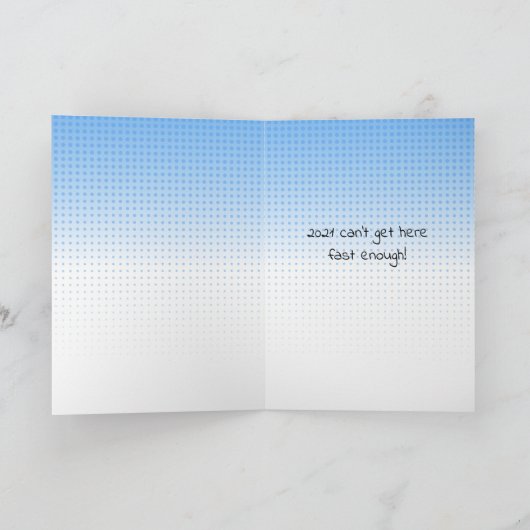 2020年について「残念」ユーモア満載の手描きレトロガール カード (内部)