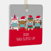 2020年にCOVIDの仮面おもしろい動物を拾い上げた セラミックオーナメント (右)