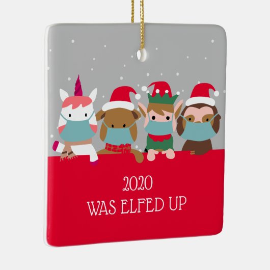 2020年にCOVIDの仮面おもしろい動物を拾い上げた セラミックオーナメント (右)