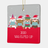 2020年にCOVIDの仮面おもしろい動物を拾い上げた セラミックオーナメント (左)