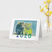 2020年ねずみの中国正月 カード (黄色い花)