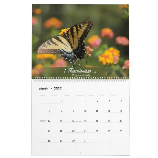 2020年のカレンダーと聖書の詩 カレンダー (3月 2027)