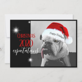 2020年のクリスマスの期待、ヒューイがサンタ帽をかぶって。 シーズンカード