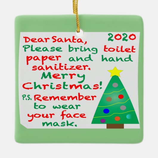 2020年のクリスマスを思い出す セラミックオーナメント (正面)