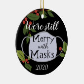 2020年のクリスマスメリーはまだマスク付き セラミックオーナメント (右)