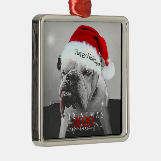 2020年のクリスマス期待、サンタ帽子のHuey。 メタルオーナメント (右)