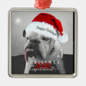 2020年のクリスマス期待、サンタ帽子のHuey。 メタルオーナメント (正面)