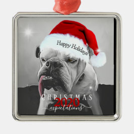 2020年のクリスマス期待、サンタ帽子のHuey。 メタルオーナメント