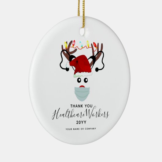 2020年のクリスマス・ヘルスケア・ヒーローのトナカイがマスクに セラミックオーナメント (右)