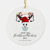 2020年のクリスマス・ヘルスケア・ヒーローのトナカイがマスクに セラミックオーナメント (正面)