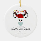2020年のクリスマス・ヘルスケア・ヒーローのトナカイがマスクに セラミックオーナメント (裏面)