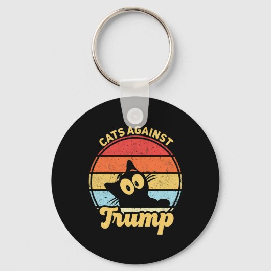 2020年のトランプおもしろいアンチ選挙戦に反対する猫 キーホルダー (正面)