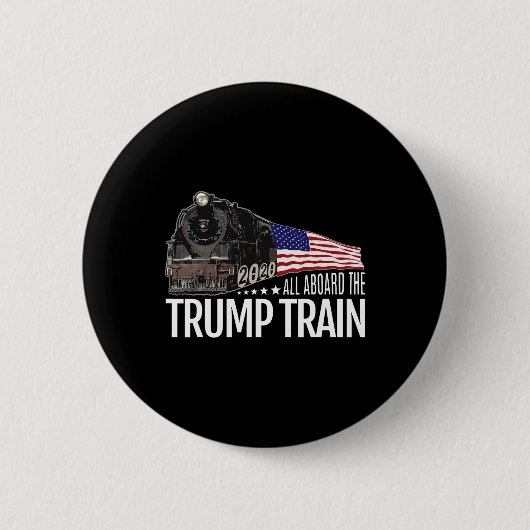 2020年のトランプ列車に乗ってアメリカ国旗を再選 缶バッジ (正面)