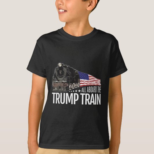 2020年のトランプ列車に乗ってアメリカ国旗を再選 Tシャツ (正面)