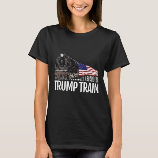 2020年のトランプ列車に乗ってアメリカ国旗を再選 Tシャツ (正面)