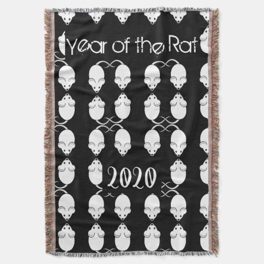 2020年のネズミパターン文字 スローブランケット (正面縦)