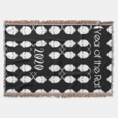 2020年のネズミパターン文字 スローブランケット (正面)