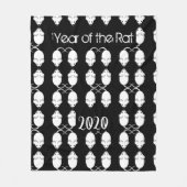 2020年のネズミパターン文字 フリースブランケット (正面)