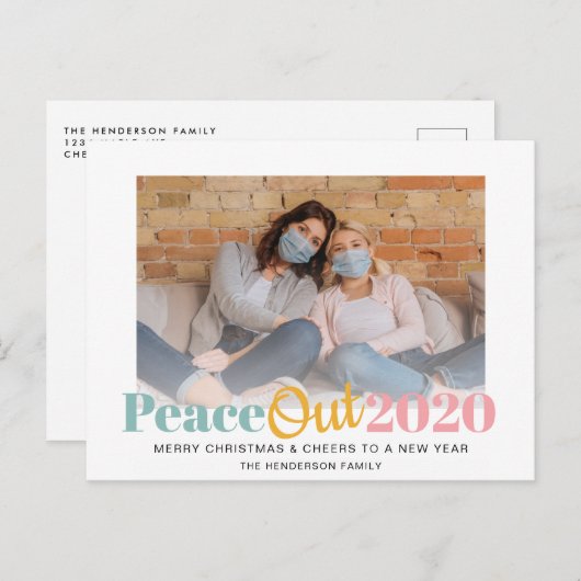 2020年のフォト・アウトおもしろいのクリスマス シーズンポストカード (正面/裏面)