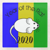 2020年のマウスの文字 ガラスコースター (正面)