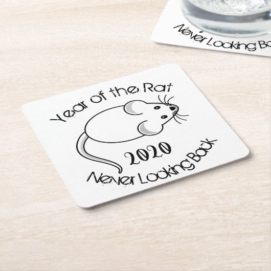 2020年のマウスを見たことのないネズミの年 スクエアペーパーコースター (アングル)